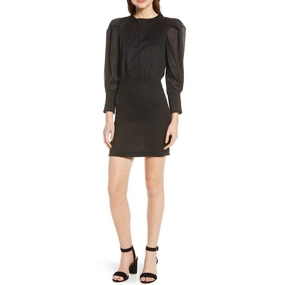 REBECCA MINKOFF Dress Tabby Ballloon Sleeve Smocked Mini Size M - Picture 4 of 15